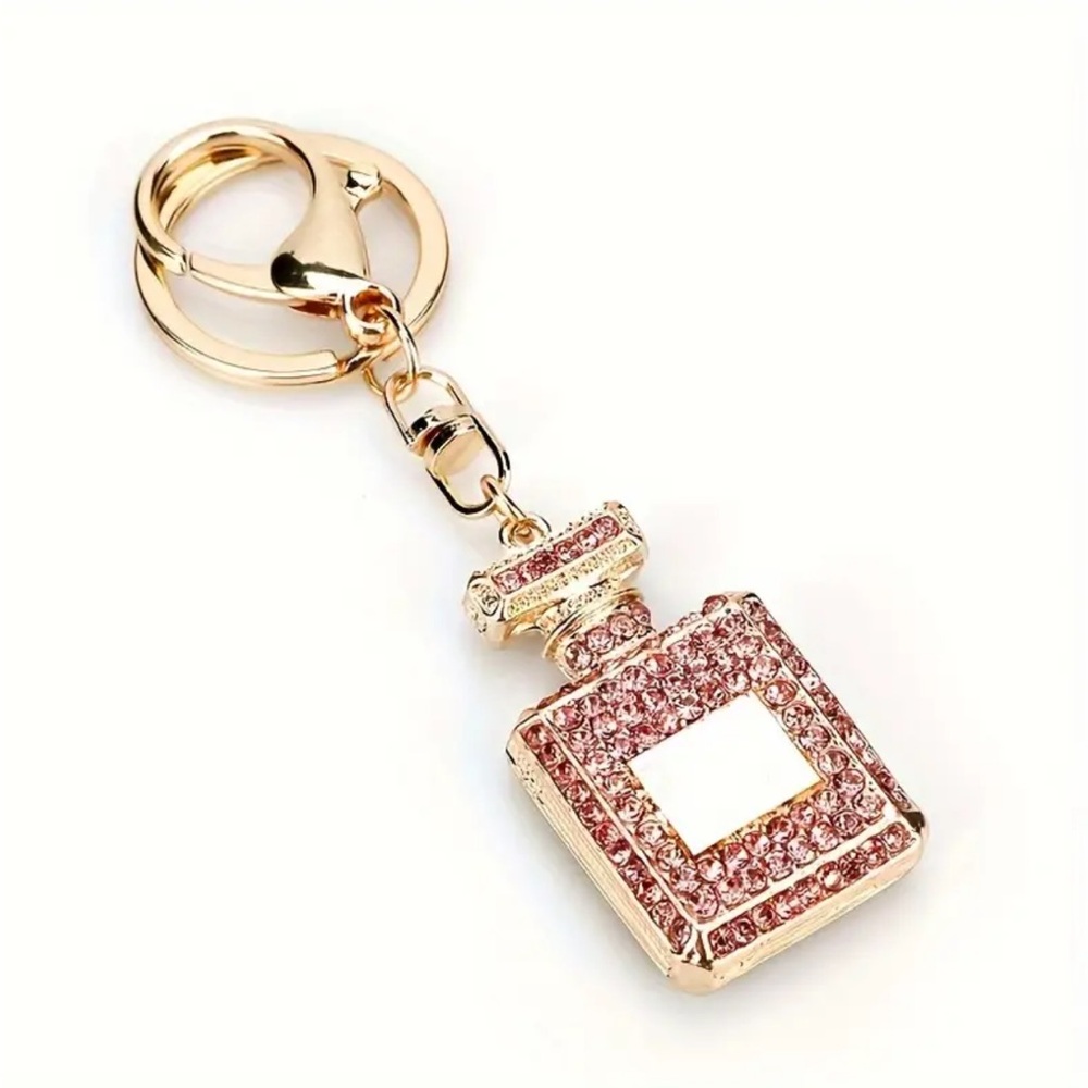 NEWHandbag Key Chain Purse Charm Perfume Bottle CZ Crystal PINK Rhinestone NWT